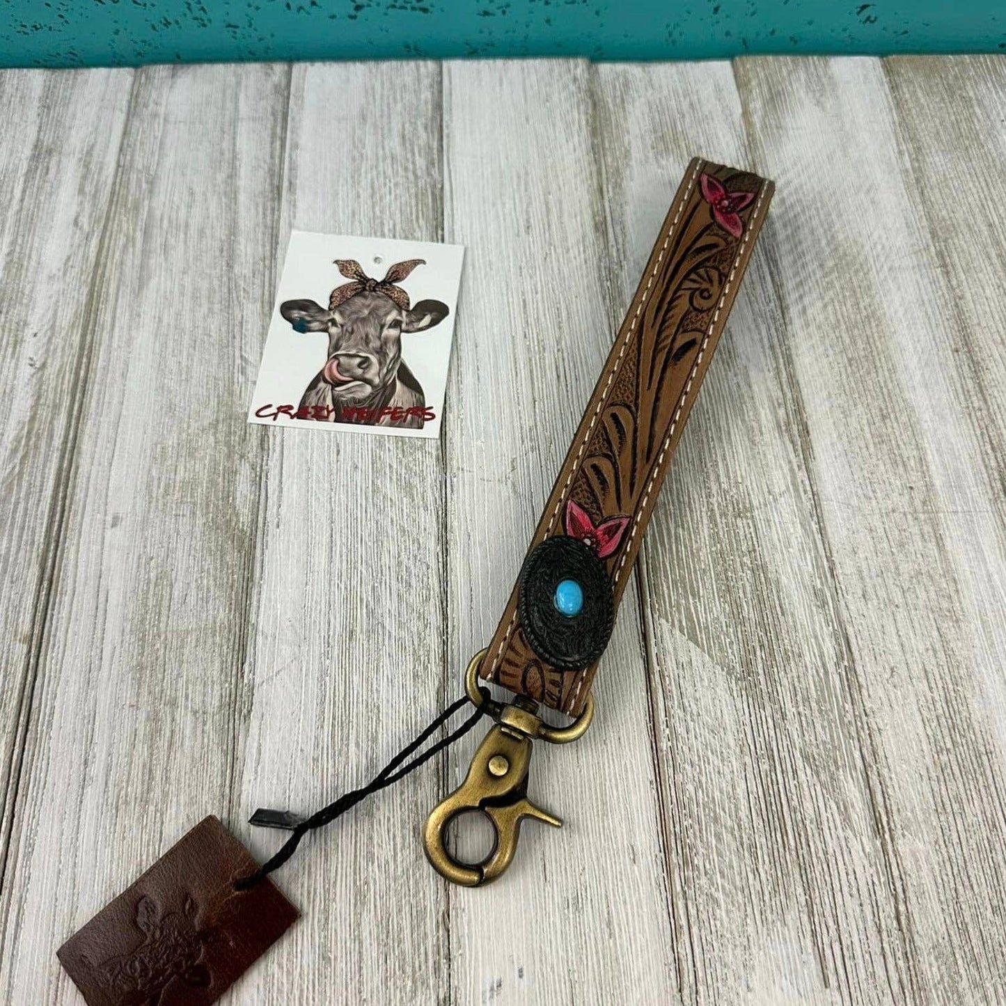 Tooled Wristlet Keychain