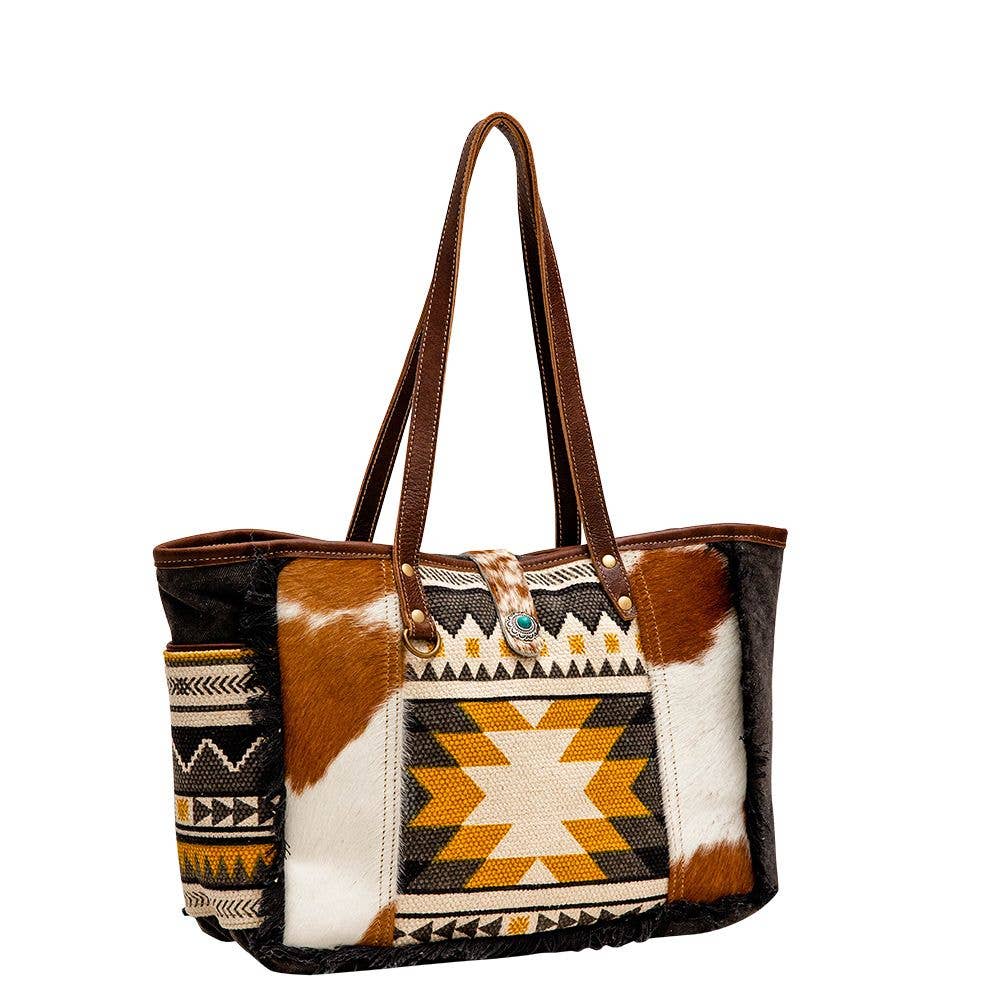 Aztec Cowhide Small Tote Purse Myra