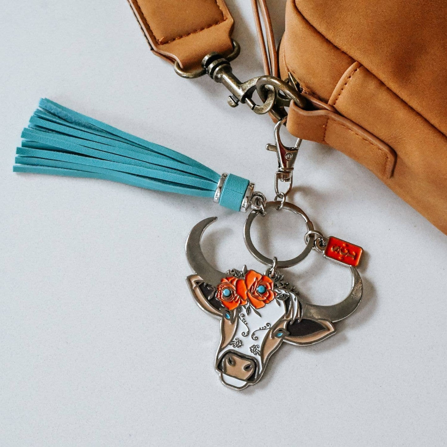 Rodeo Rosie Cow Keychain Bag Charm