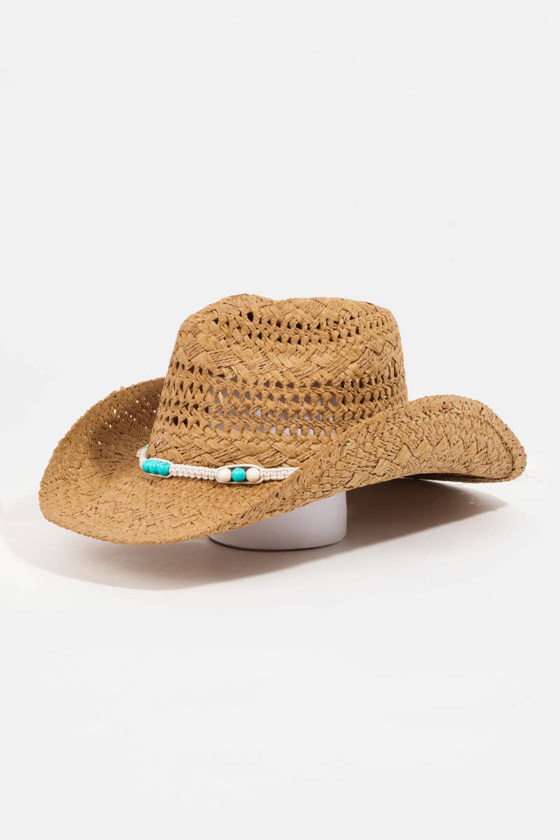 WOMENS Braided Strap Straw Cowboy Hat