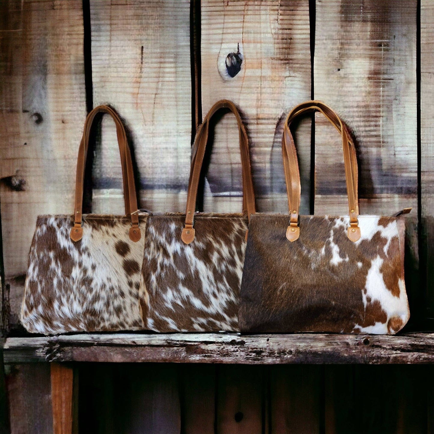 Genuine Cowhide Large Tote Highlands Brown Cowhide Tote Bag