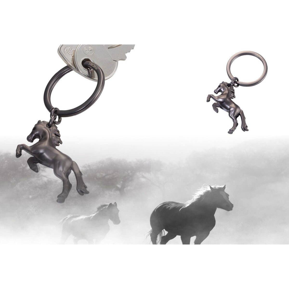 Troika Rearing Wild Horse Charm Keyring