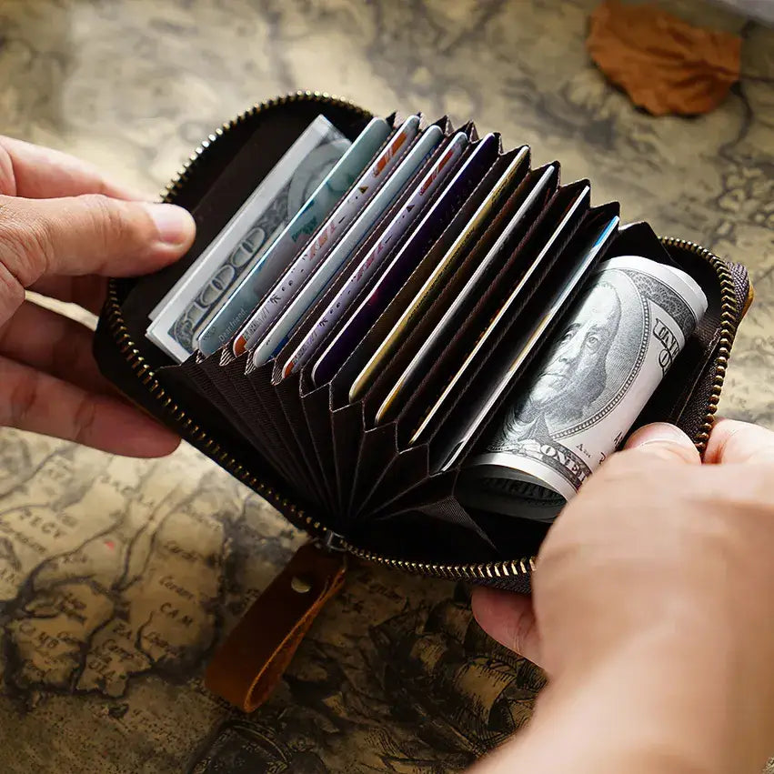 Credit Card Holder for Men Women, Geniune Leather Wallet