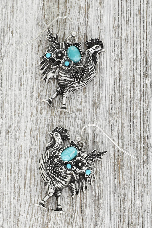 Western Navajo Turquoise Highland  Cow Earrings