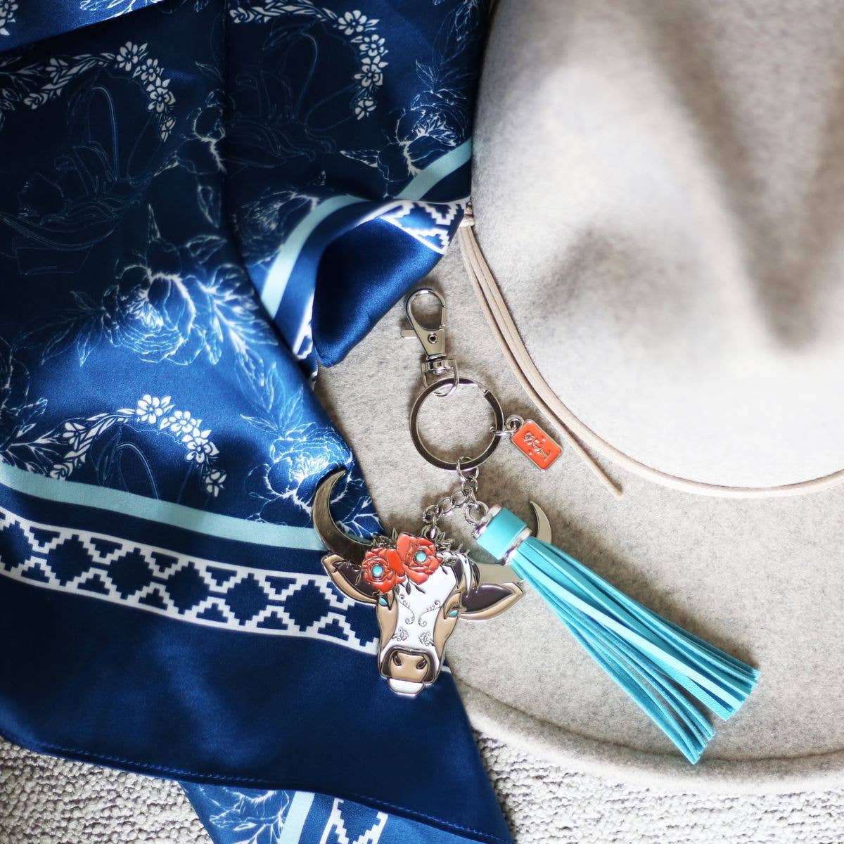 Rodeo Rosie Cow Keychain Bag Charm