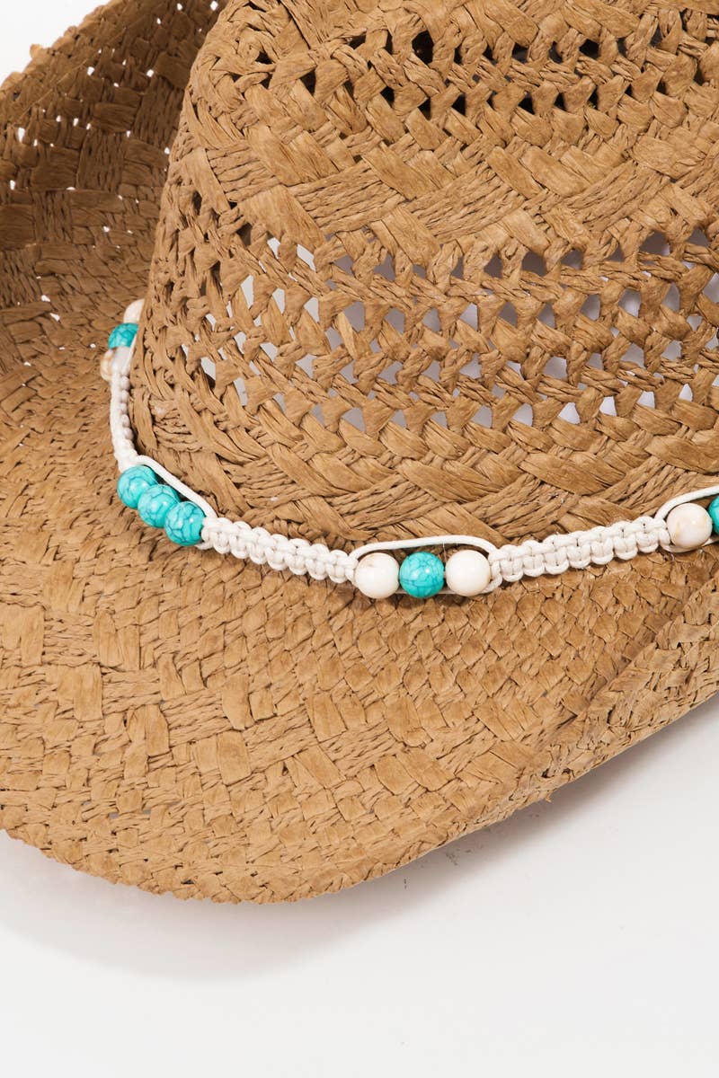 WOMENS Braided Strap Straw Cowboy Hat