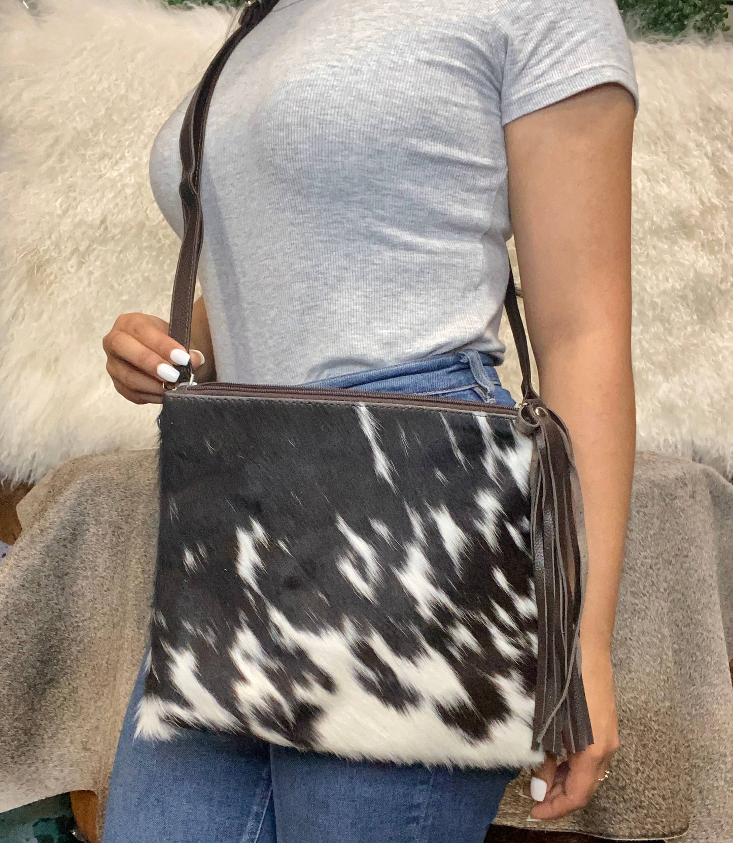 Brown Classic Cowhide Crossbody