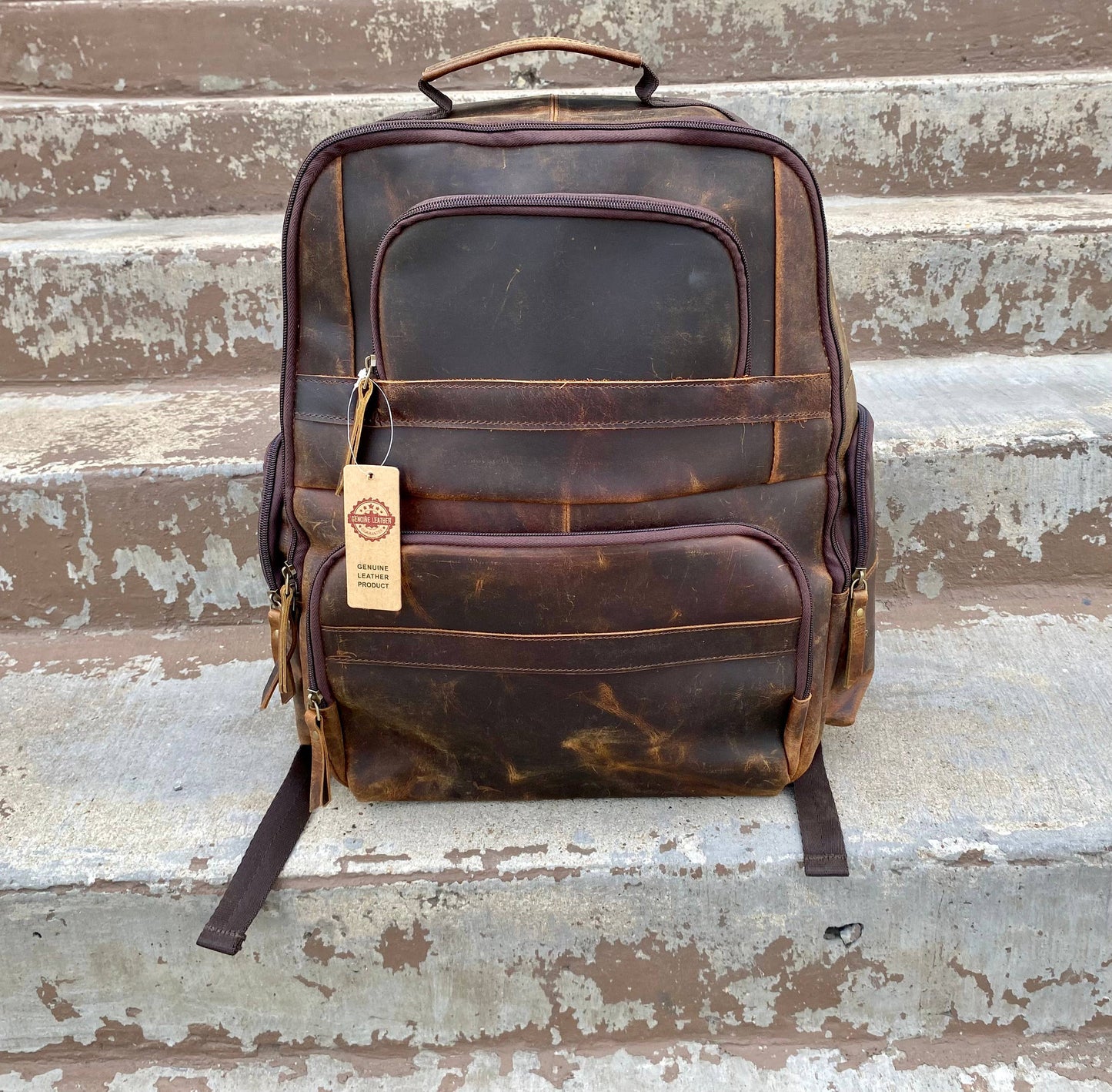  Vintage Leather Backpack