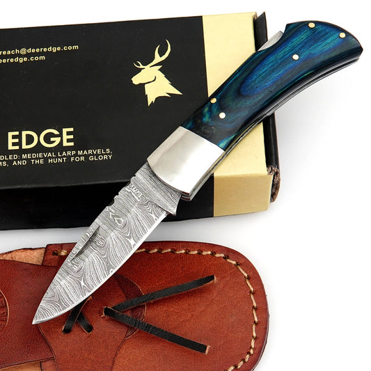 Handmade Beautiful Pocket Knife with Premium Quality Leather