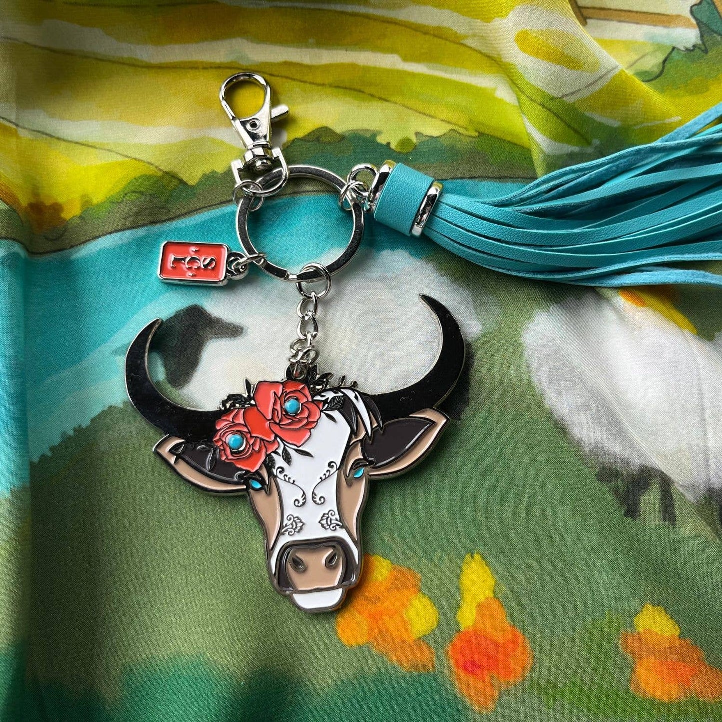 Rodeo Rosie Cow Keychain Bag Charm