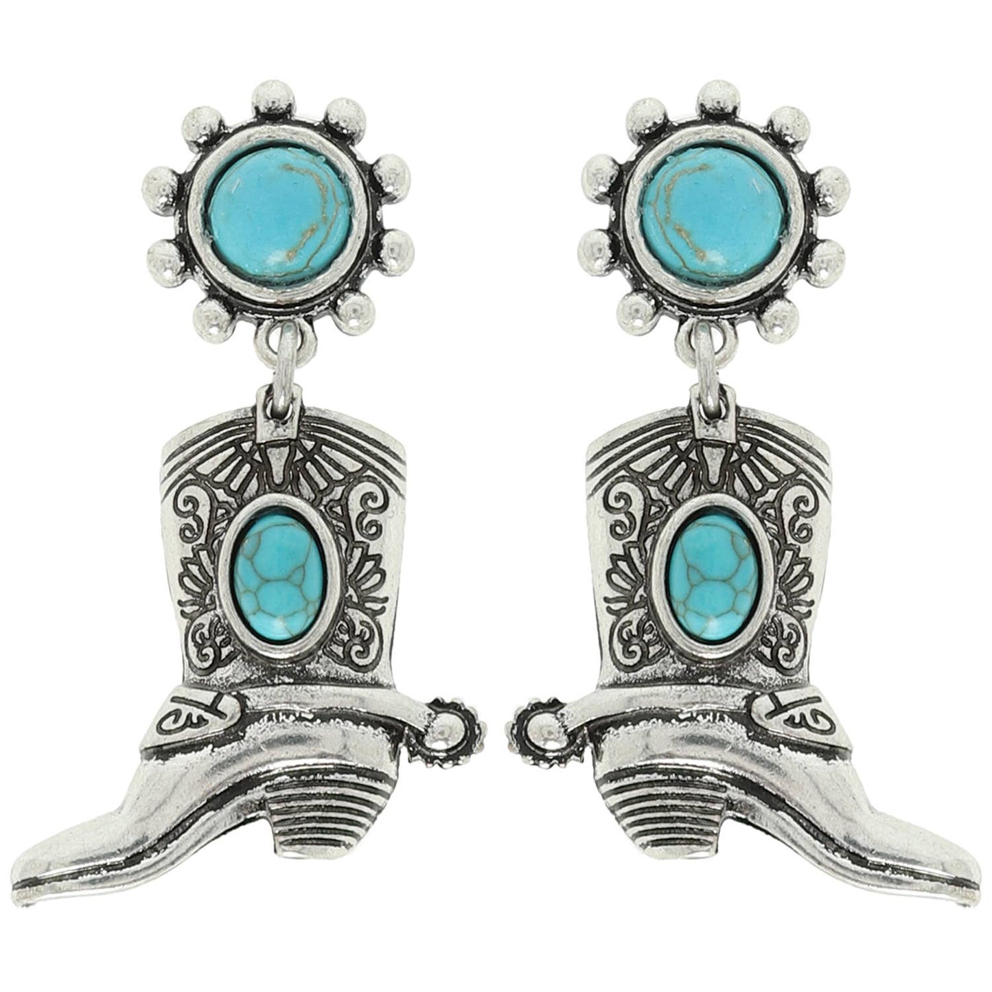 Western Cowboy Boots Turquoise Post Earrings