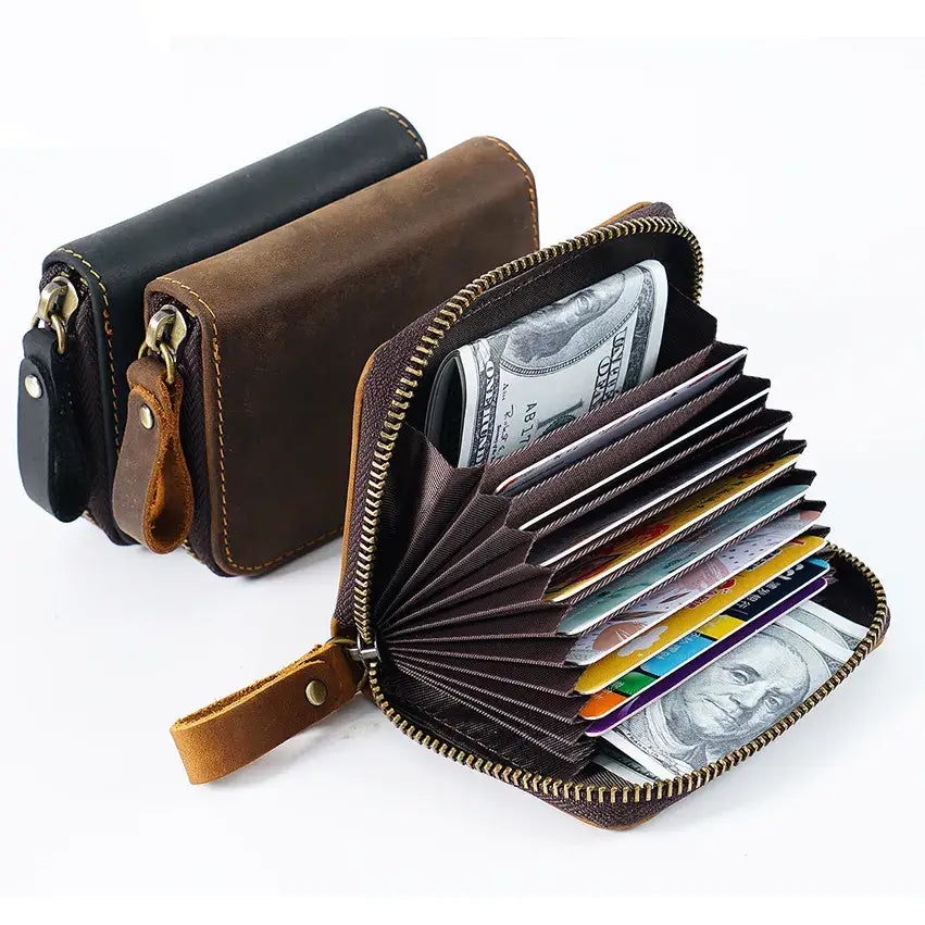 Credit Card Holder for Men Women, Geniune Leather Wallet