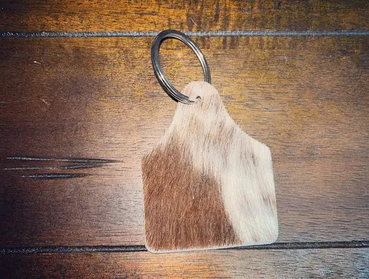 Cowhide Cattle Tag Keychain