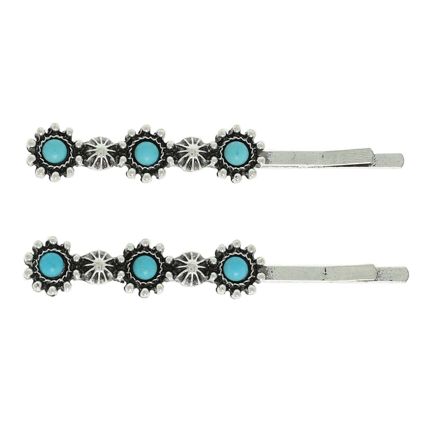 2-Pack Western Studded Turquoise Bobby Pin Set