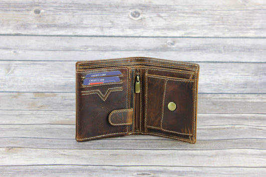 RFID Hunter leather men's euro hipster wallet style #8015