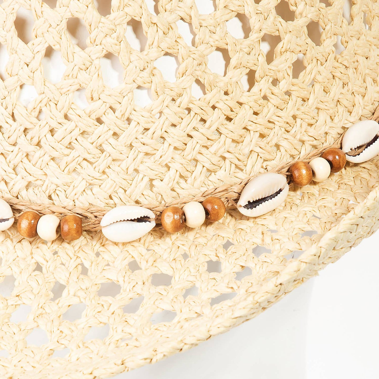 Cowrie Shell Beaded String Straw Hat