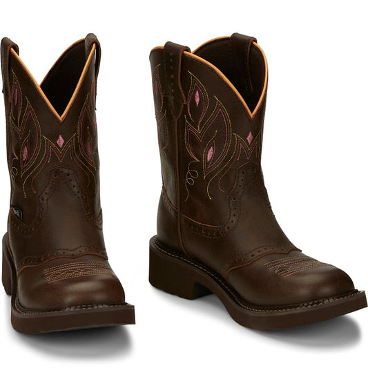 JUSTIN GY9526 Gemma Womens Dark Brown Water Buffalo Round Toe Boot