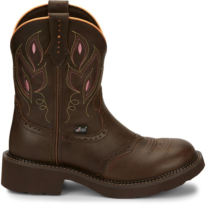 JUSTIN GY9526 Gemma Womens Dark Brown Water Buffalo Round Toe Boot