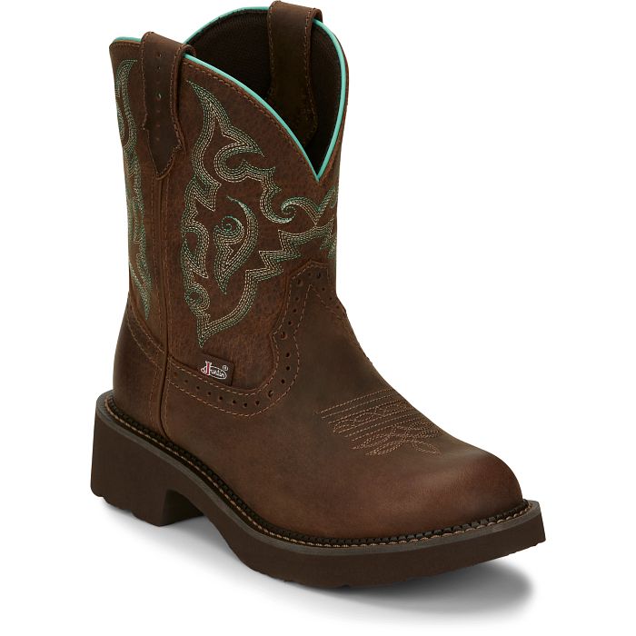 JUSTIN GY9606 Gemma Womens Brown Water Buffalo Round Toe Boot