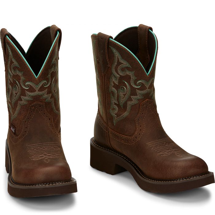 JUSTIN GY9606 Gemma Womens Brown Water Buffalo Round Toe Boot