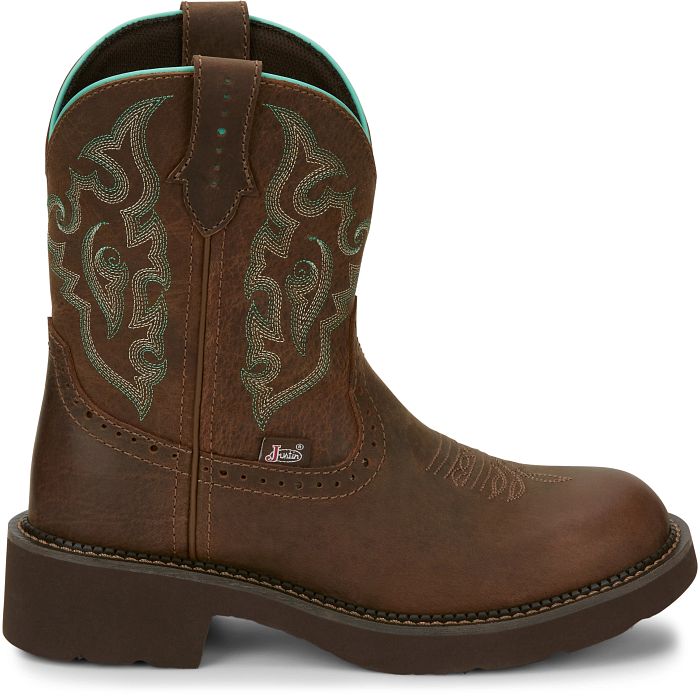 JUSTIN GY9606 Gemma Womens Brown Water Buffalo Round Toe Boot