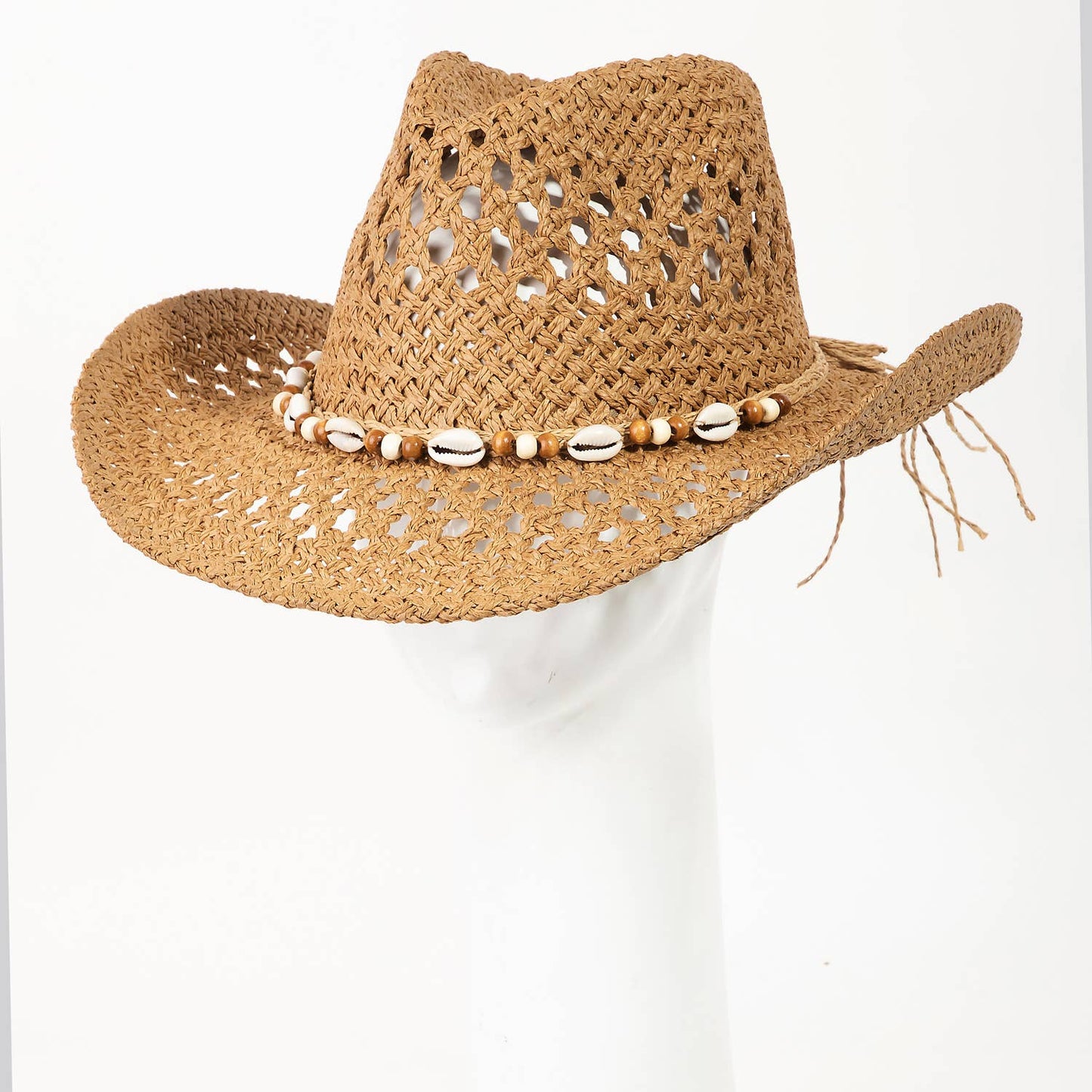 Cowrie Shell Beaded String Straw Hat