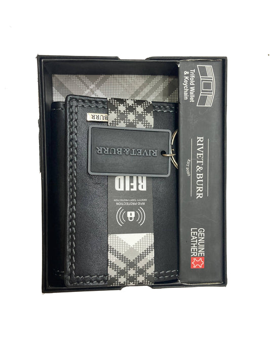 Double Stitch Trifold Metal Badge w/ Vanity Tray & Keychain