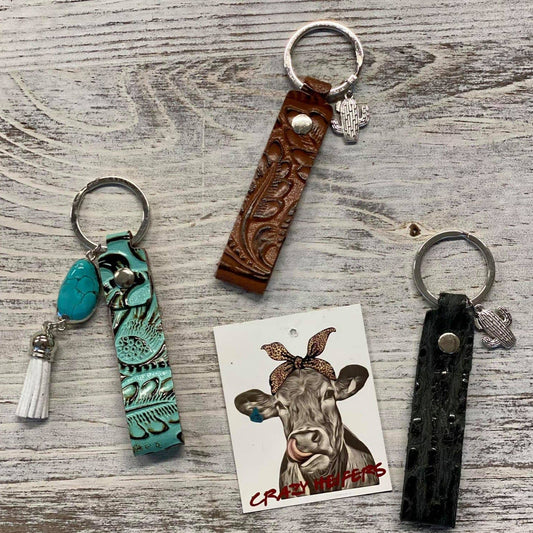 Tooled Leather Keychain