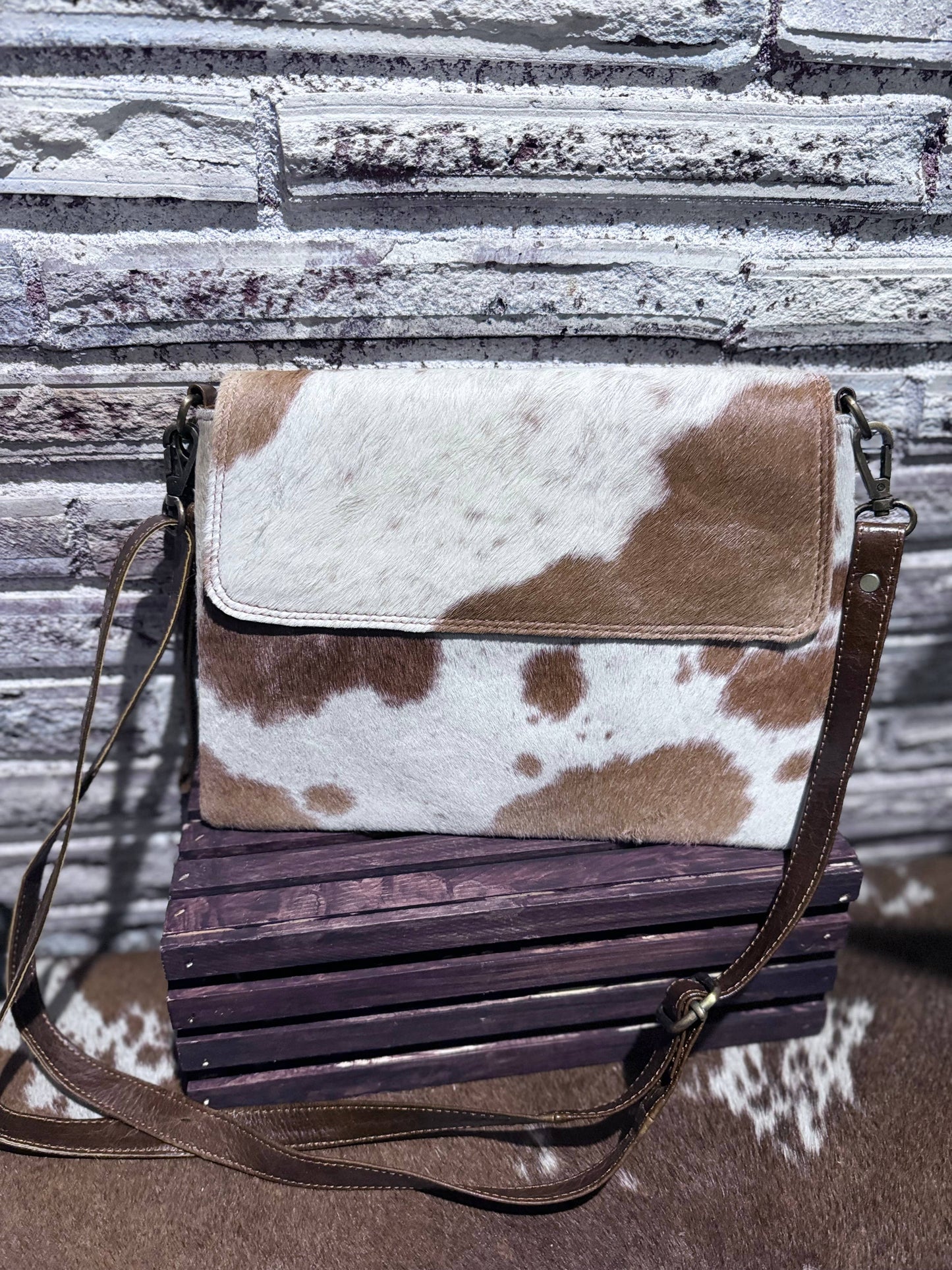 Flap Top/ Cross Body Cowhide Bag