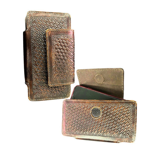 American Bison Basket Weave Horizontal Phone Case for Belt