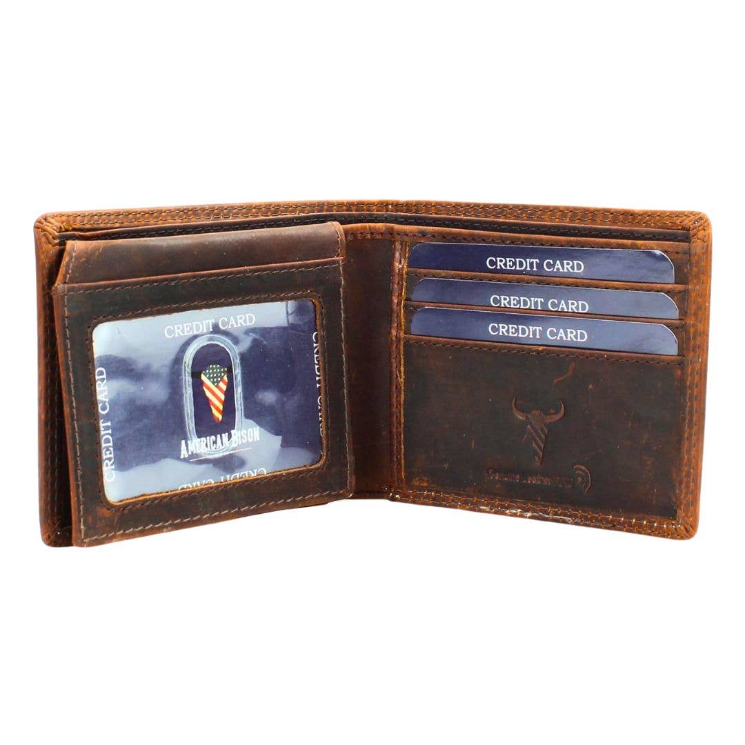 Oil Pull Up Embossed Steer Bifold Wallet ABB 006