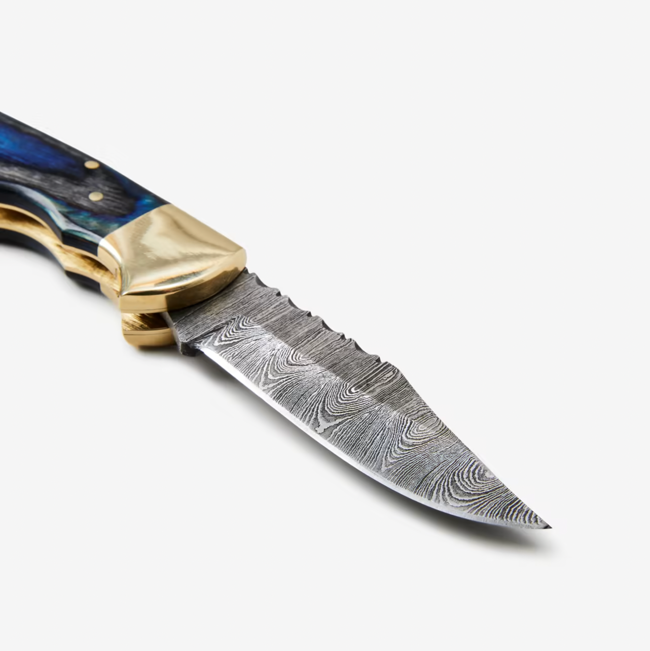 Blue Diamond Wood folding knife with Leather Sheath