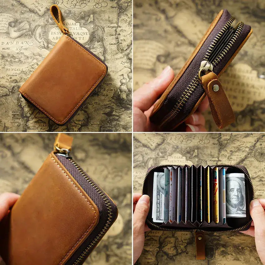 Credit Card Holder for Men Women, Geniune Leather Wallet