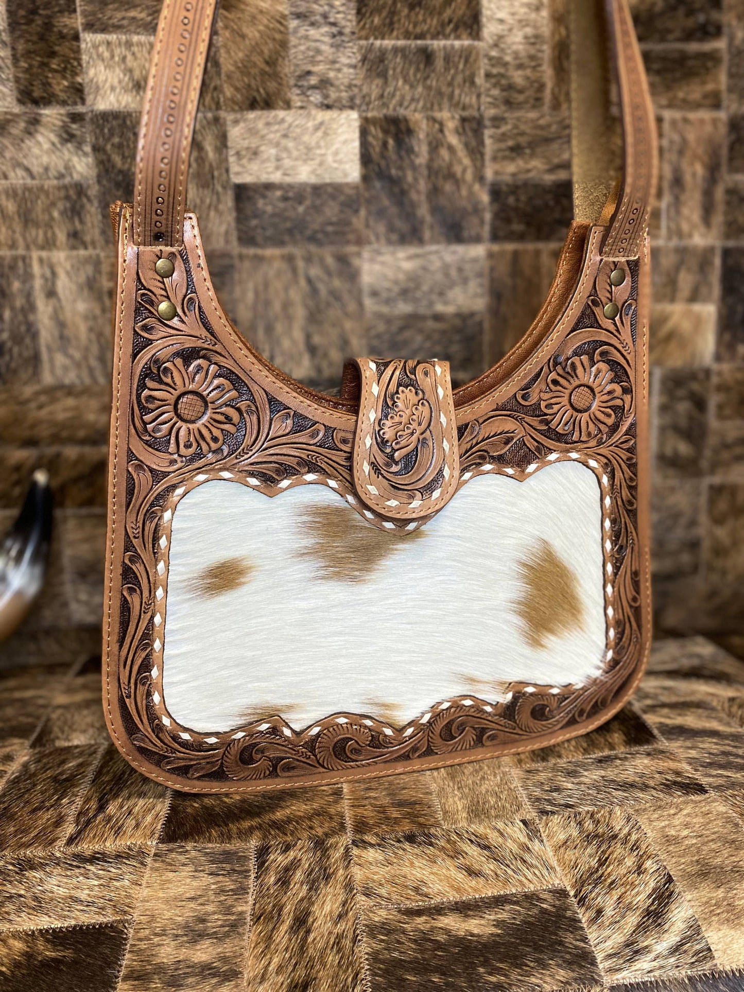 Classic Tooled Cowhide Purse