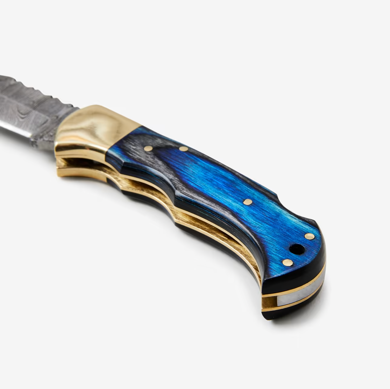 Blue Diamond Wood folding knife with Leather Sheath