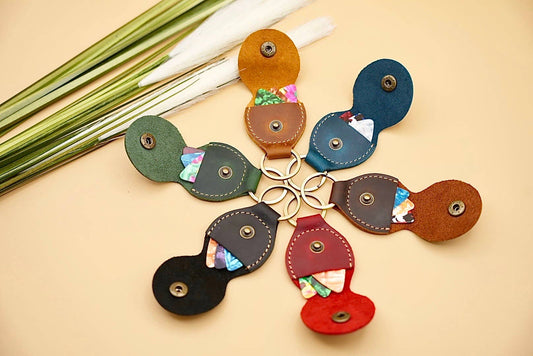 Leather Guitar Pick Holder and Keychain Organizer