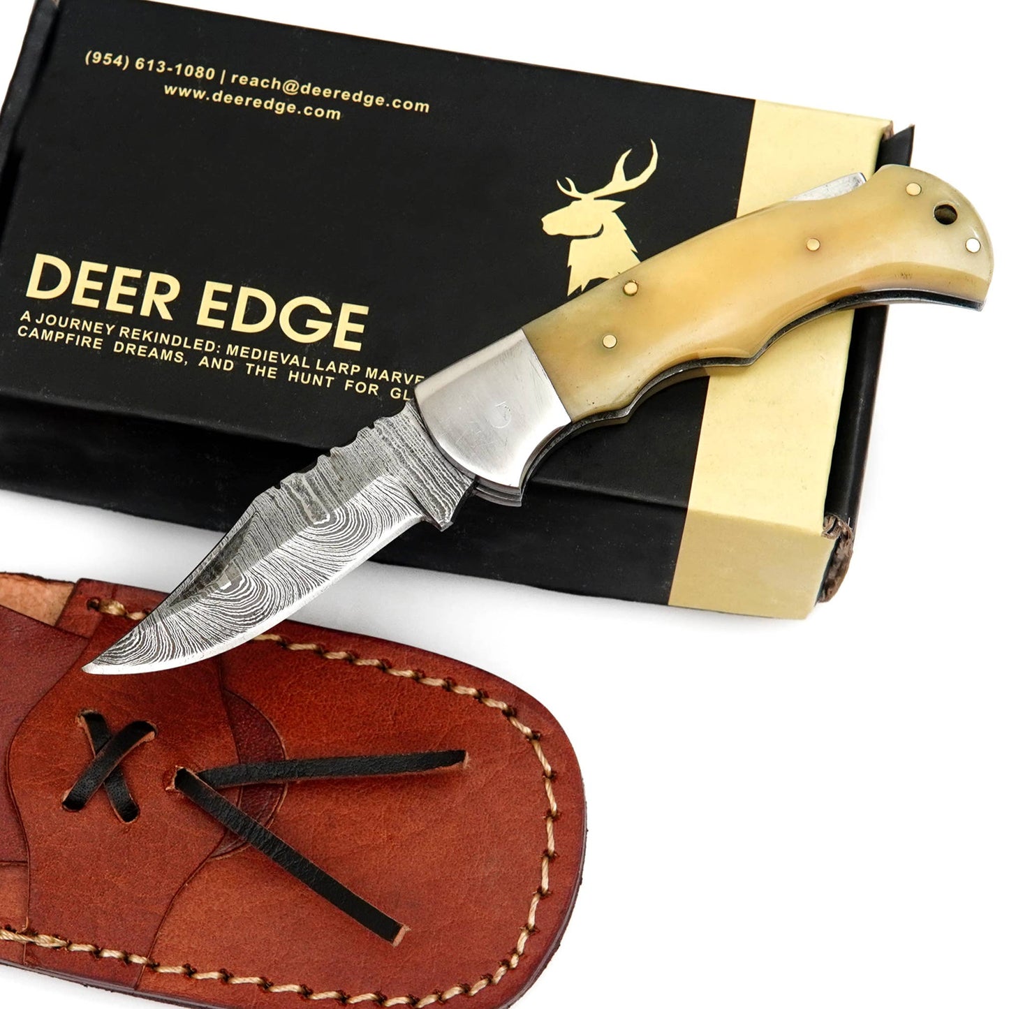 Beautiful Folding and Pocket Knife with Premium Leather case