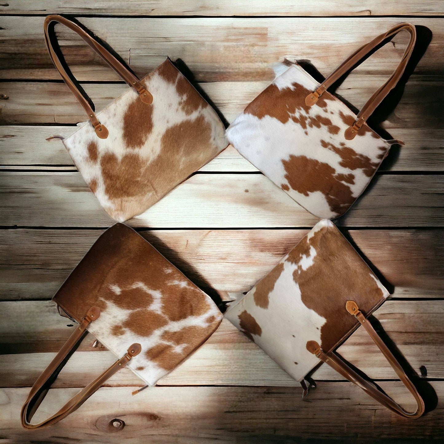 Genuine Cowhide Large Tote Highlands Brown Cowhide Tote Bag