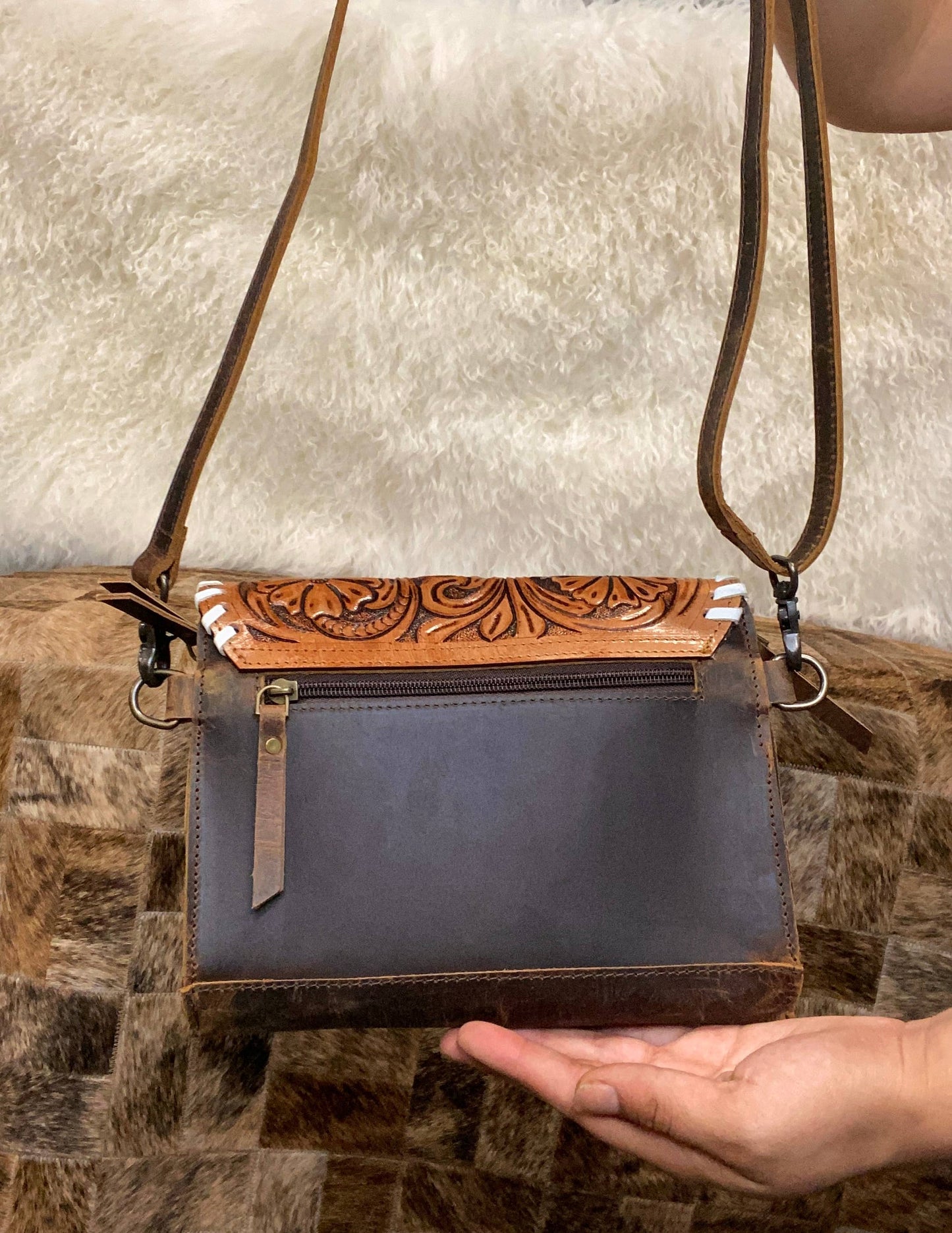 Hand Tooled Cowhide Purse