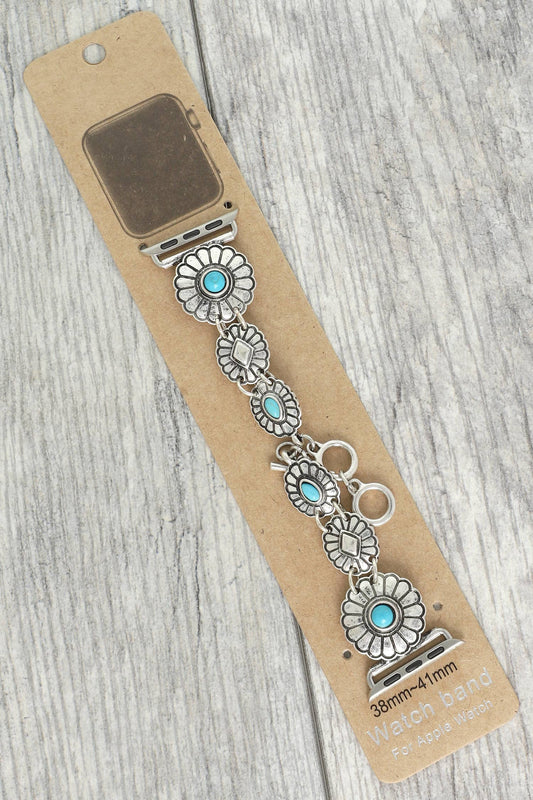 Western Floral Turquoise Apple Watch Band