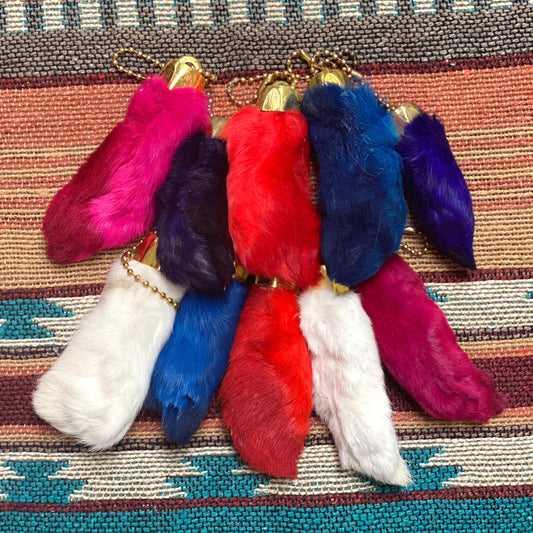 10 Pack Colored Rabbit's Foot Keychains