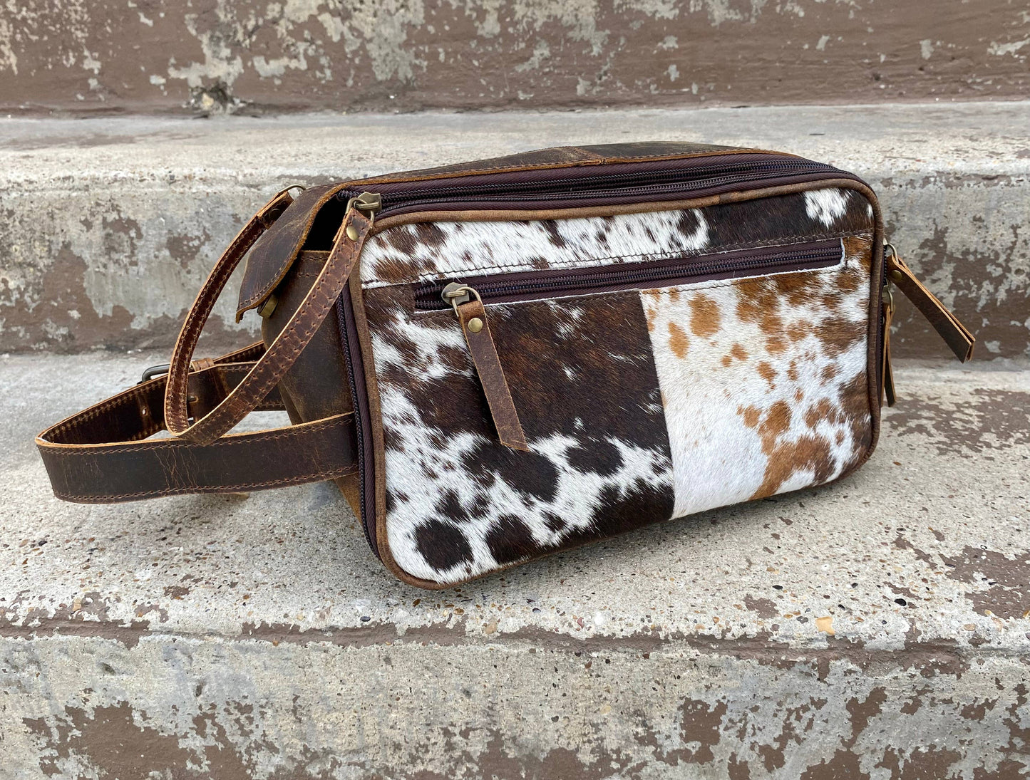 Cowhide Vintage Leather Makeup Bag  