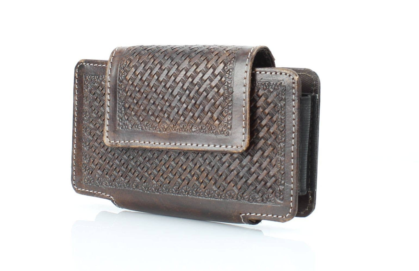 American Bison Basket Weave Horizontal Phone Case for Belt