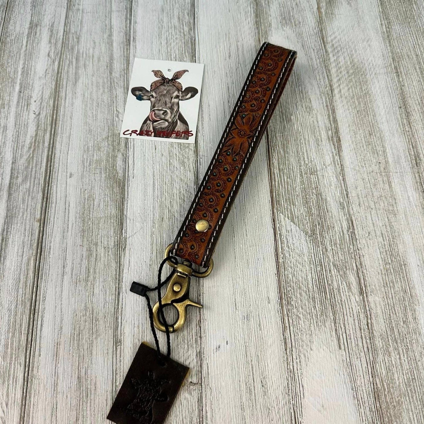 Tooled Wristlet Keychain