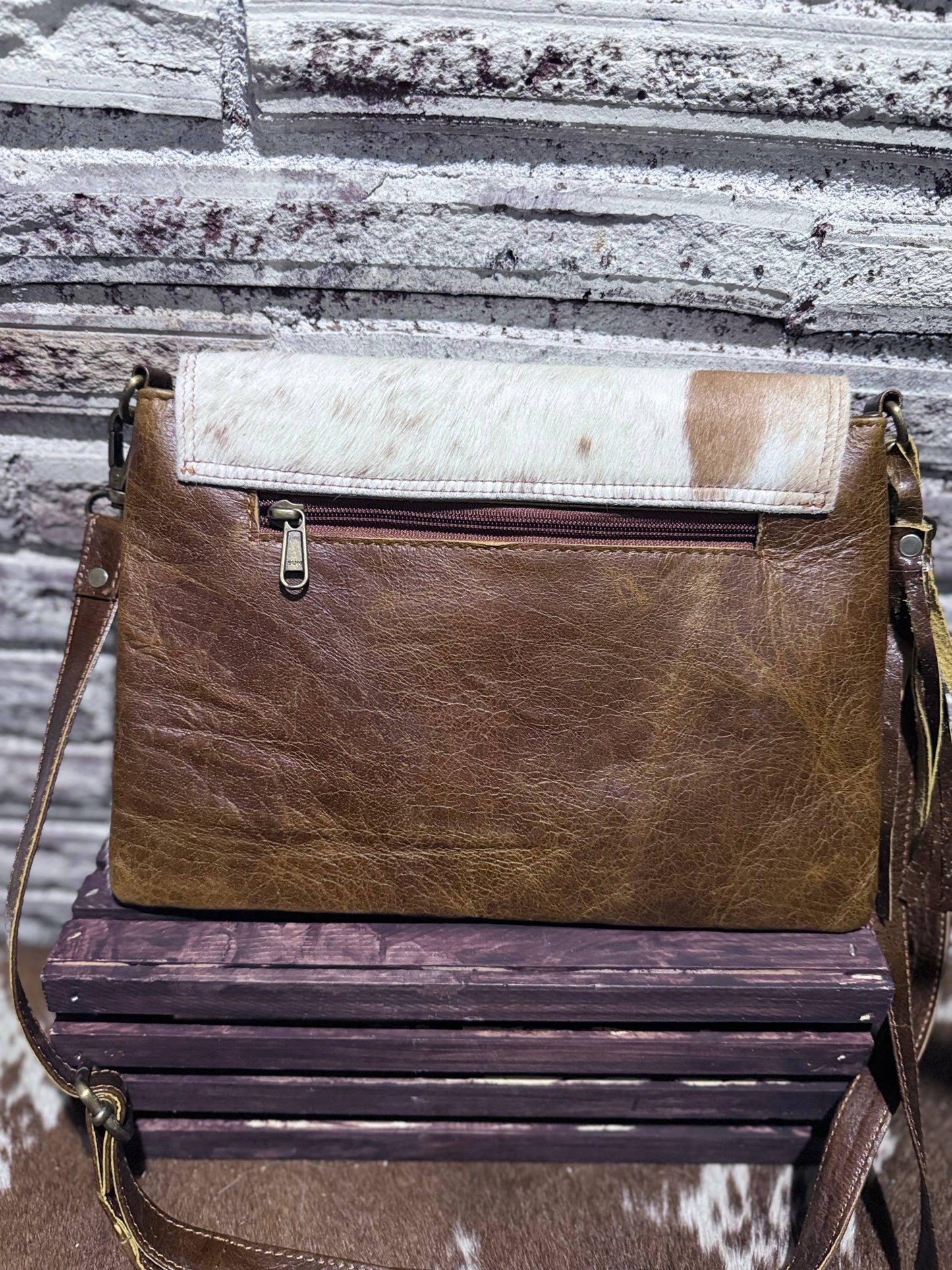 Flap Top/ Cross Body Cowhide Bag