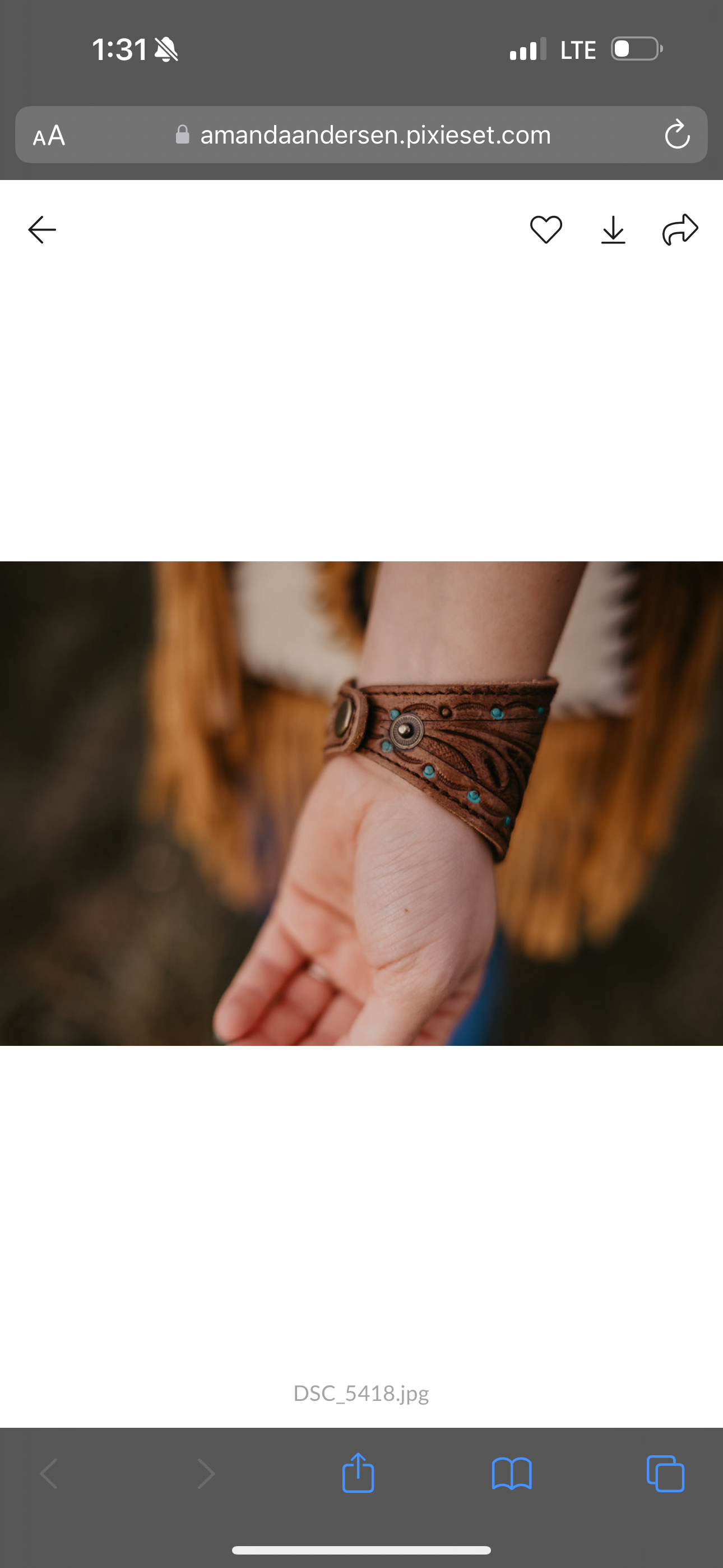 Leather tooled snap cuff  bracelet 