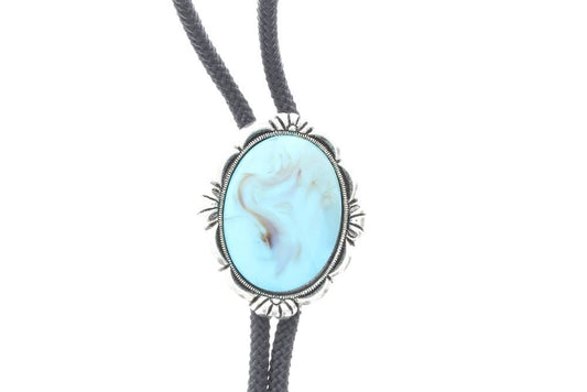 Bolo  turquoise  stone  silver plated setting