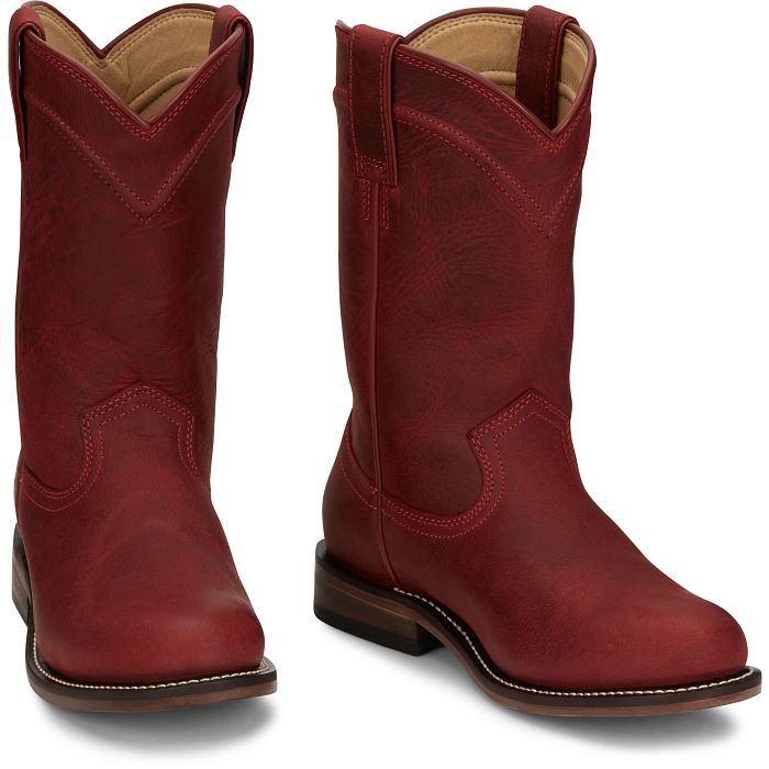 JUSTIN RP3310 Womens Holland Red Water Buffalo 10" J11 Roper Toe